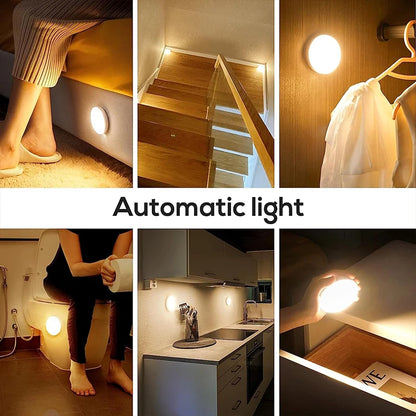 LED Night Light Motion Sensor Light USB Rechargeable Kitchen Bedroom Magnetic Base Wall Light Stairs Lighting Night Lamp