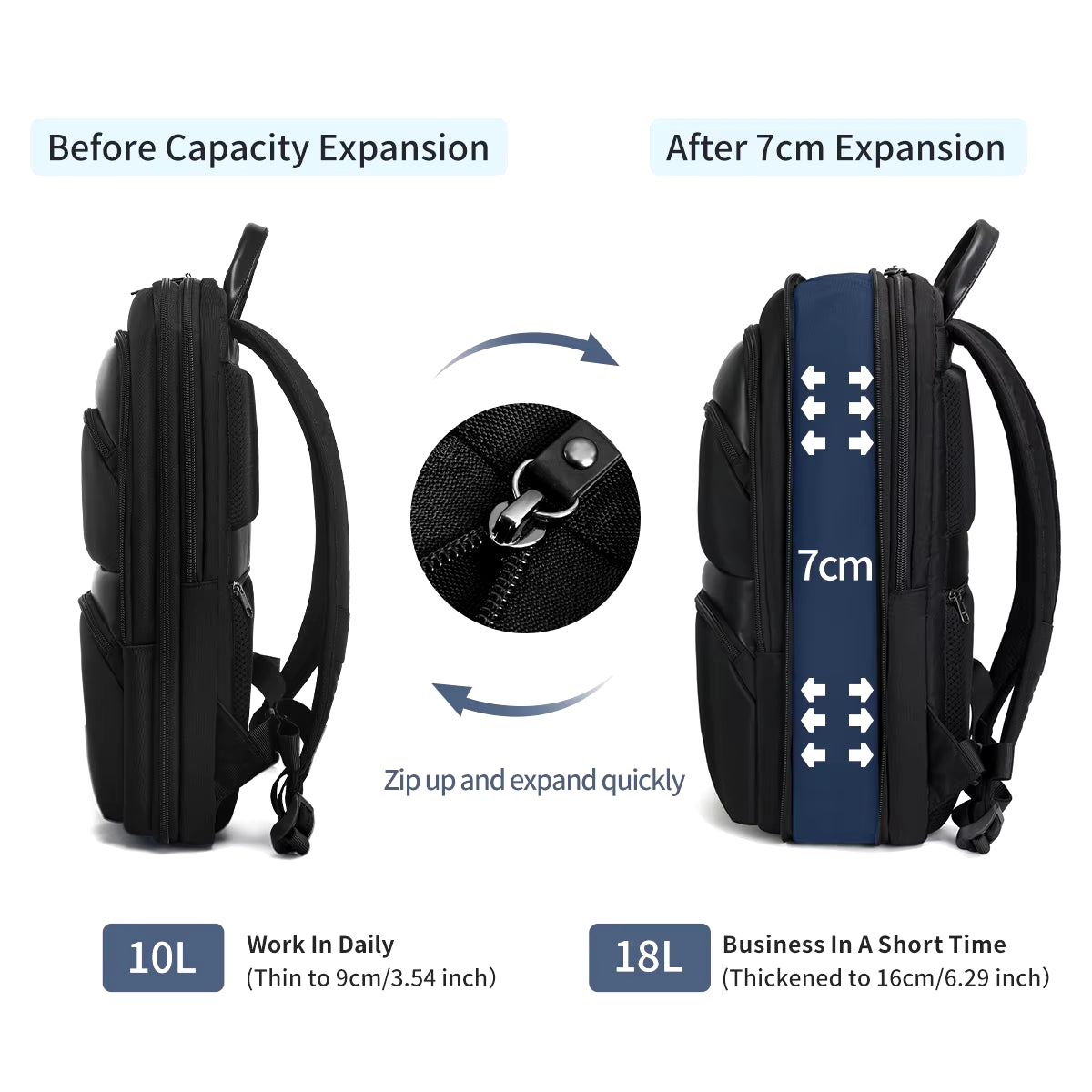 Lifetime Warranty Expandable Backpack Men Thin Bag for Men Travel Back Pack Waterproof Male 15.6Inch Laptop Backpack Bag Mochila