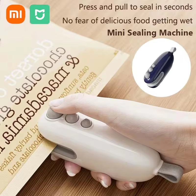 XIAOMI Mini Sealing Machine Handheld Heated Portable USB Recharge Food Bag Sealer Household Magnetic Packaging Cut Seal Dual Use