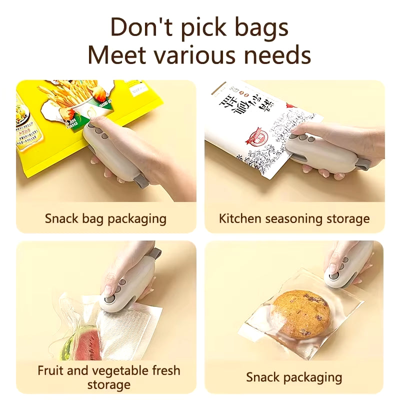 XIAOMI Mini Sealing Machine Handheld Heated Portable USB Recharge Food Bag Sealer Household Magnetic Packaging Cut Seal Dual Use